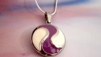 Purple and White Circle Charm Pendant