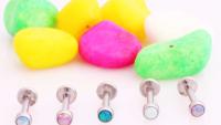 Opal Labret Studs - Body Jewellery 16G - Choice of Opal Colour