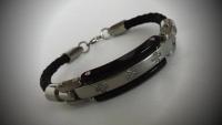 Leather & Stainless Steel Watch Style Bracelet