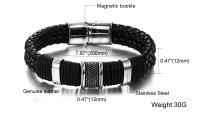 Genuine Leather & Steel Double Layer Bracelet