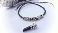 Microphone Choker Necklace "Sleek 'n' Silver" style