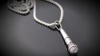 Microphone Necklace Stainless Steel in Black or Silver