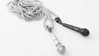 Microphone Necklace Stainless Steel in Black or Silver