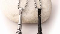 Microphone Necklace Stainless Steel in Black or Silver