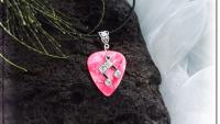 Guitar Pick Necklace with Music Note Charm -Customisable