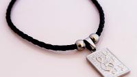 Music Note Tag Choker on Genuine Leather Cord