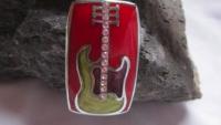 Red Electric Guitar Musical Instrument Pendant  sleek n silver style