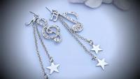 Note and Clef with stars dangle earrings