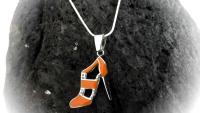 Orange High Heel Lady Shoe Pendant in Enamelled Stainless Steel