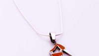 Orange High Heel Lady Shoe Pendant on snake chain