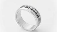 Piano Note Stainless Steel Ring With Spin Design