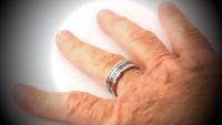 Piano Note Stainless Steel Ring With Spin Design