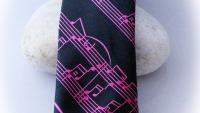 Music Note Score Tie Pink & Black