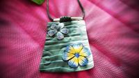 Polymer Clay Colorful Flower Tag Necklace