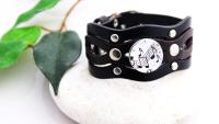 Leather Punk Bracelet With Music Snap Buttons