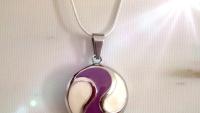 Purple and White Circle Charm Pendant