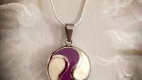 Purple and White Circle Charm Pendant