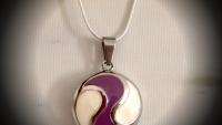 Purple and White Circle Charm Pendant - Purple Haze