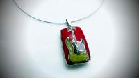 Red Electric Guitar Musical Instrument Pendant