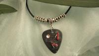 Guitar Pick Necklace Featuring Red Dancing Shoes