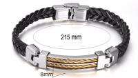 Titanium Steel & Leather Rope Design Bracelet