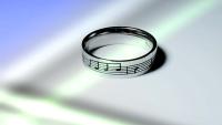 Music Note Ring Stainless Steel - Black Etched Music Notes