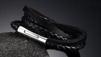 Punk Braided Multi Strand Leather Bracelet with Solid Stainless Steel Clasp