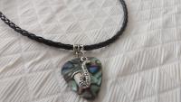 Saxophone Choker Necklace on Seashell Guitar Pick