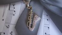 Saxophone Necklace with Crystal Stones