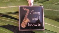 Saxy & I Know It - Funky Black Resin PendantSaxy & I Know It - Funky Black Resin