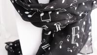 Ladies Musical Note Chiffon Neck Scarf in white