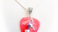 Pink & Purple Shoe on Guitar Pick Necklace