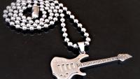 Sleek Silver Stainless Steel Guitar Pendant