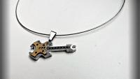 Silver/bronze 2 tone Guitar Pendant