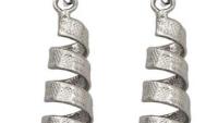 Spiral Long Drop Earrings - Platinum Plated