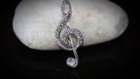 Music G Clef Brooch With Crystal Stones