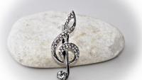 Music G Clef Brooch With Crystal Stones