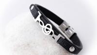 Treble Clef Connector Leather Bracelet