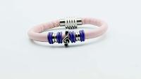 Baby Pink Leather Music Note  Clef Bracelet