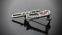 Trombone Crystal Pin Brooch