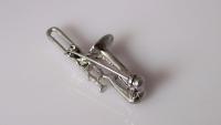 Trombone Crystal Pin Brooch