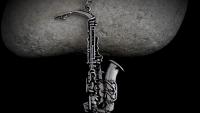 Silver Saxophone Necklace Vintage Style