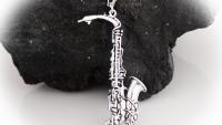 Silver Saxophone Necklace Vintage Style