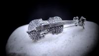 Violin Crystal Pin Brooch Silver