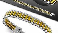 Mens Stainless Steel 2 tone Watch Strap bracelet  - Contemporary Style