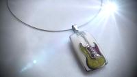 White Electric Guitar Musical Instrument Pendant