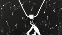 High Heel Lady Shoe Pendant White Enamel  in Stainless Steel