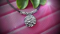 Zebra Print Stainless Steel Pendant - Customisable