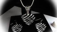 Animal Print Guitar Pick Necklace and Earrings