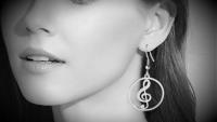 Treble Clef Circle Drop Earrings